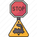 train, stop, sign, barrier, crossroads