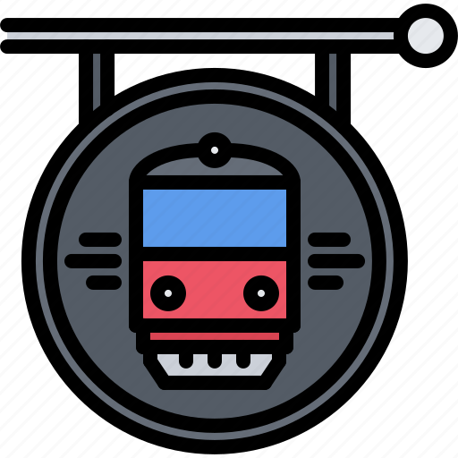 Sign, railway, station, train, metro, transport icon - Download on Iconfinder