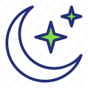 crescent, moon, ramadan, star, islam, night