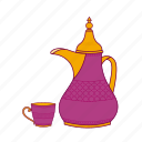 teapot, cup, pot, tea, arabic, islam, traditional, drink, islamic