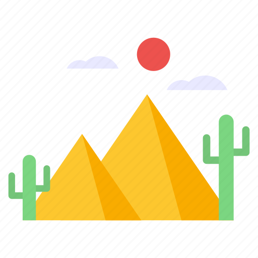 Desert landscape, mountains, hills station, egyptian pyramid, scenery icon - Download on Iconfinder