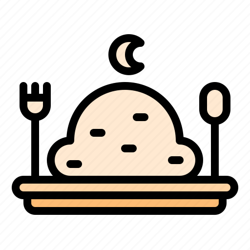 Ramadan, break, fasting, rice, plate, food, spoon icon - Download on Iconfinder