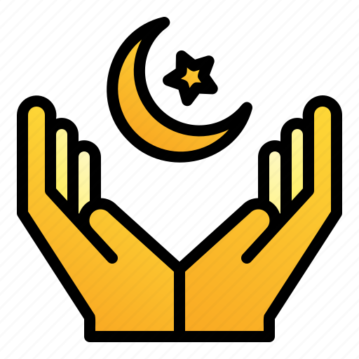 Ramadan, muslim, culture, eid, pray, hand, crescent icon - Download on Iconfinder