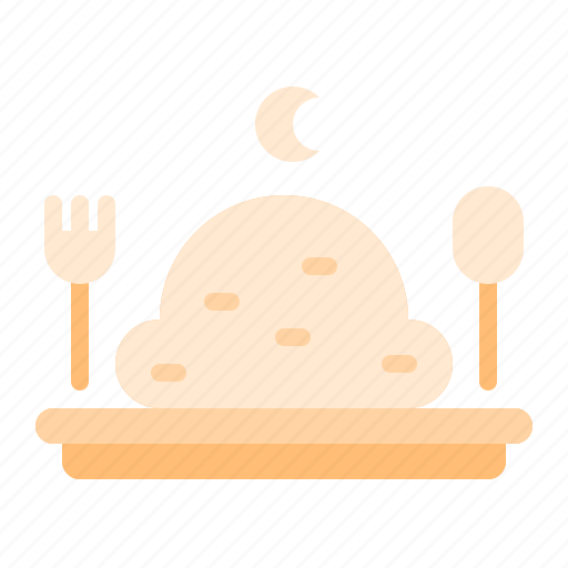 Ramadan, break, fasting, rice, plate, food, spoon icon - Download on Iconfinder