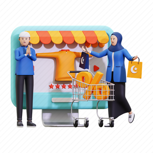 Sale, ramadan sale, ecommerce, shopping, shop, cart, online shop 3D illustration - Download on Iconfinder