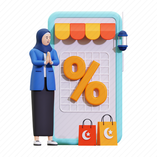 Sale, ramadan sale, store, shop, shopping, ecommerce, online shop 3D illustration - Download on Iconfinder