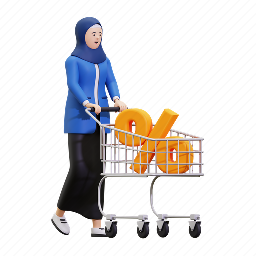 Sale, shopping, discount, ramadan sale, cart, tag, buy 3D illustration - Download on Iconfinder