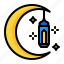crescent moon, moon, night, lanterns 