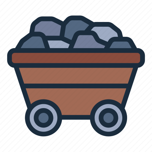 Coal, mining, mine, wagon, trolley, material, industry icon - Download on Iconfinder