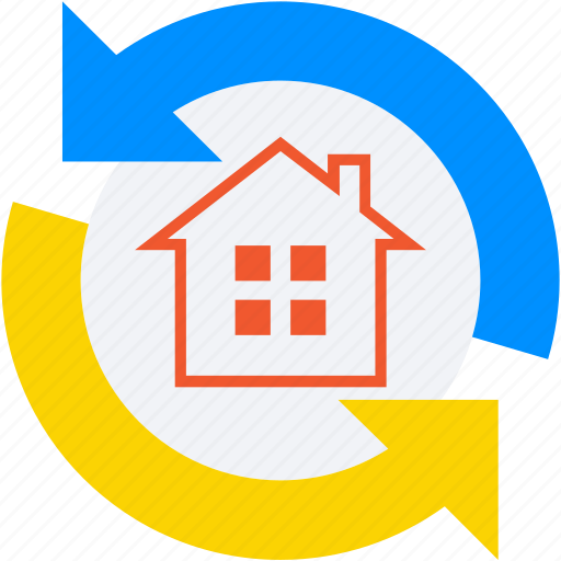 Construction, home construction, home renovation, refresh home, rotating arrows icon - Download on Iconfinder
