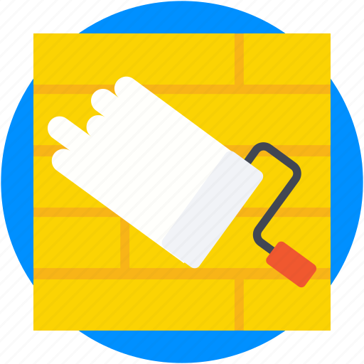 Home exterior, house paint, paint roller, renovation, roller brush icon - Download on Iconfinder