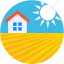 family house, home, house, rural house, sun 