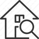 architecture, building, estate, house, magnifier, real, search