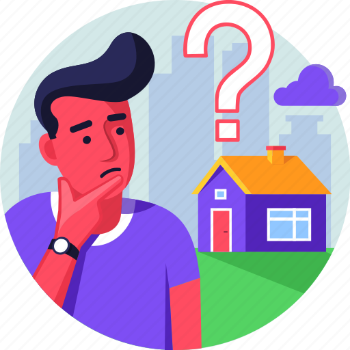Buyer, house, property, question, real estate, saler, thinking icon - Download on Iconfinder