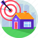 aim, house, invest, property, purchase, real estate, target 