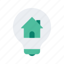 estate, home, house, lightbulb, property, real