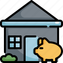bank, estate, home, house, piggy, property, real