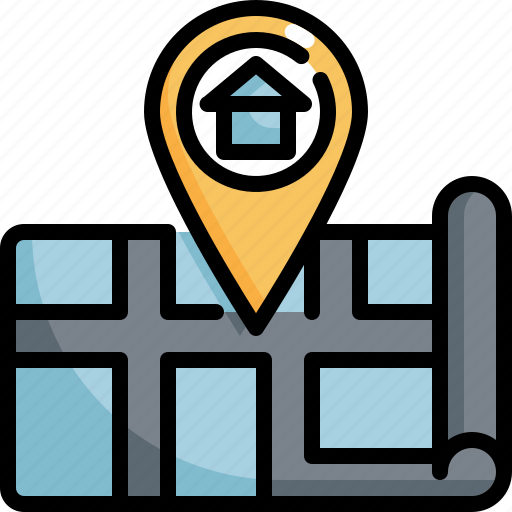 Estate, home, house, location, map, navigation, real icon - Download on Iconfinder