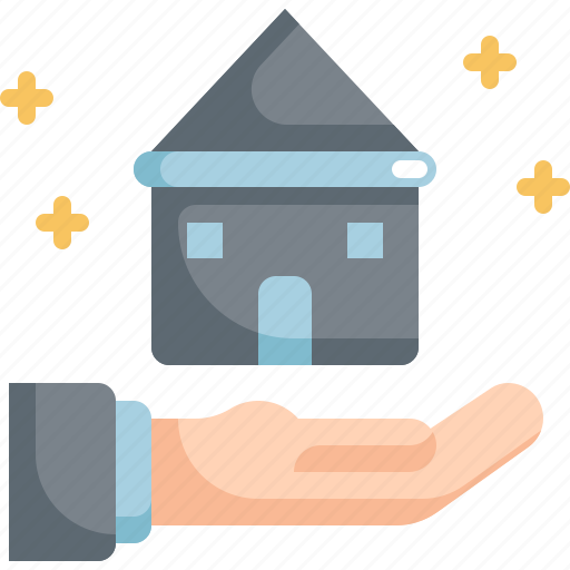 Building, estate, hand, home, house, property, real icon - Download on Iconfinder