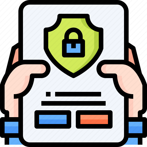 Document, contract, hand, secure, insurance, padlock icon - Download on Iconfinder