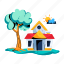 home building, house building, shelter, real estate, house tree 