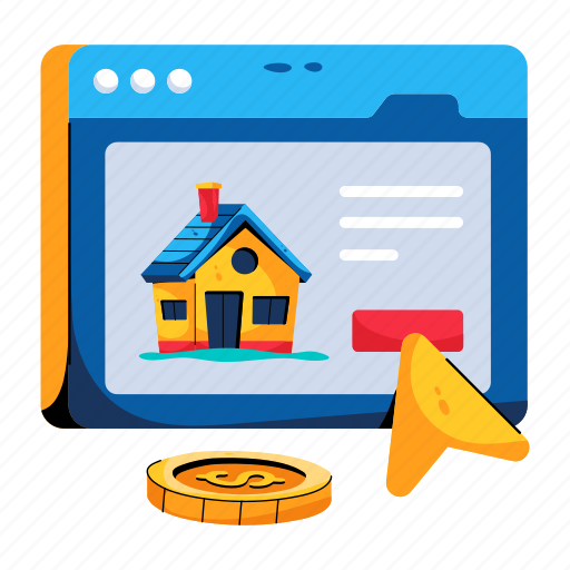 Online property, online home, digital property, online house, virtual property icon - Download on Iconfinder