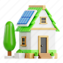 eco, house, real estate, property, housing, 3d icon, 3d illustration, 3d render, building