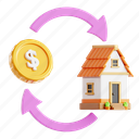 mortgage, real estate, property, housing, 3d icon, 3d illustration, 3d render, building