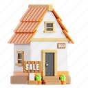 sale, real estate, property, housing, 3d icon, 3d illustration, 3d render, building