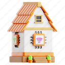 smarthouse, real estate, property, housing, 3d icon, 3d illustration, 3d render, building