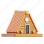 cabin, real estate, property, housing, 3d icon, 3d illustration, 3d render, building 