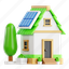 eco, house, real estate, property, housing, 3d icon, 3d illustration, 3d render, building 