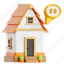 house, price, real estate, property, housing, 3d icon, 3d illustration, 3d render, building 