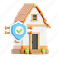 protection, real estate, property, housing, 3d icon, 3d illustration, 3d render, building 