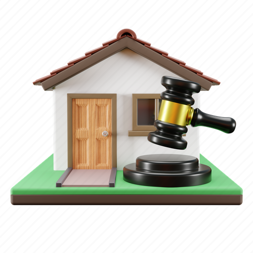 Property, auction, gavel, courthouse, legal, law, contract 3D illustration - Download on Iconfinder