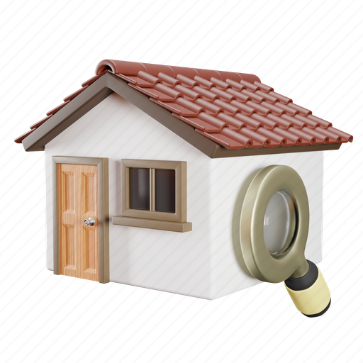 Inspection, house, real estate, research, property, magnifying glass, searching 3D illustration - Download on Iconfinder
