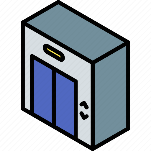Building, elevator, iso, isometric, real estate icon - Download on Iconfinder