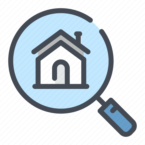 Building, estate, house, loupe, magnifier, real, search icon - Download on Iconfinder