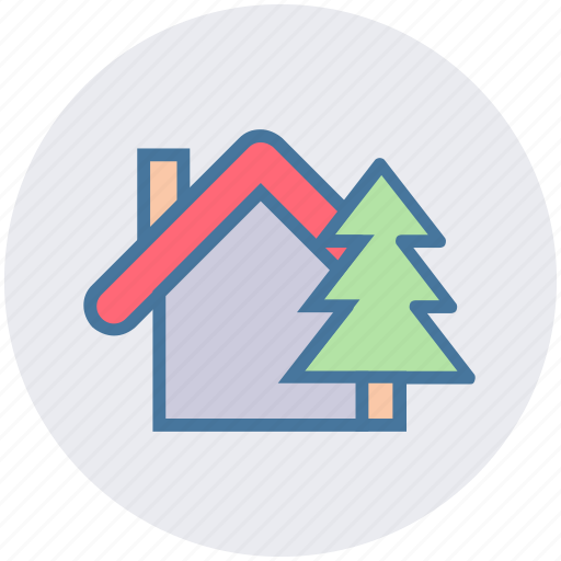 Apartment, cottage, home, house, property, real estate, tree icon - Download on Iconfinder
