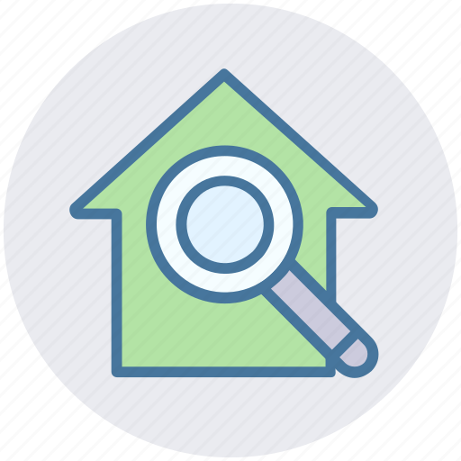 Apartment, home, house, magnifier, property, real estate, search icon - Download on Iconfinder
