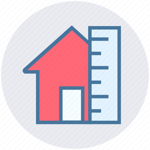 Construction plan, home, house, house measurement, house with ruler, measuring scale, real estate icon - Download on Iconfinder