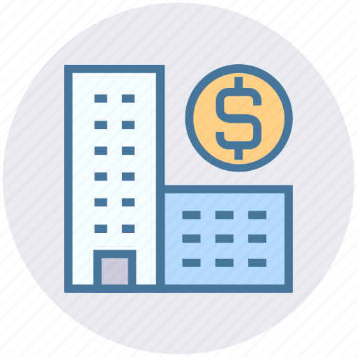 Bank, buildings, dollar, dollar sign, enterprise, office, real estate icon - Download on Iconfinder