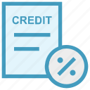 credit, discount, document, interest, paper, percent, percentage