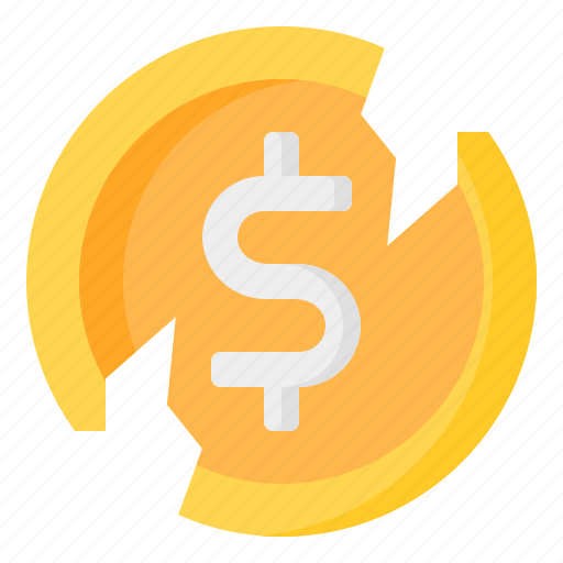 Coin, money, dollar, broken, crisis, recession, finance icon - Download on Iconfinder
