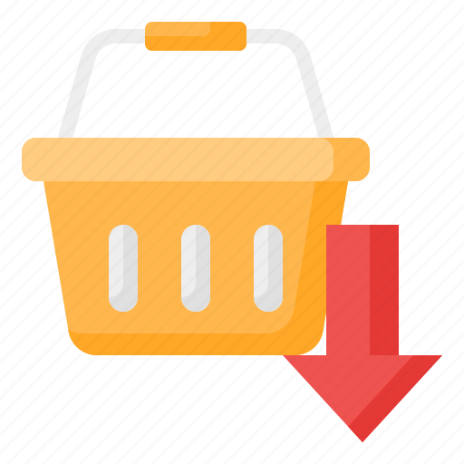 Shopping, shopping basket, sales, down, drop, decrease, commerce icon - Download on Iconfinder