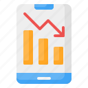 mobile, smartphone, chart, bar chart, analytics, decrease, loss