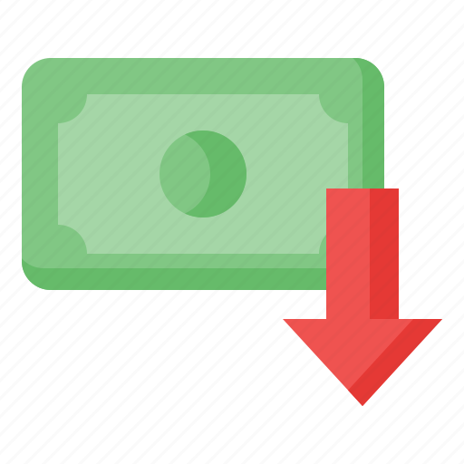 Money, cash, currency, decrease, loss, recession, down arrow icon - Download on Iconfinder