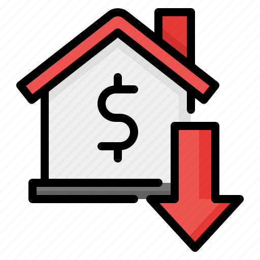 House, home, real estate, building, price down, decrease, down arrow icon - Download on Iconfinder
