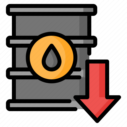 Oil, price down, decrease, crisis, recession, down arrow, barrel icon - Download on Iconfinder