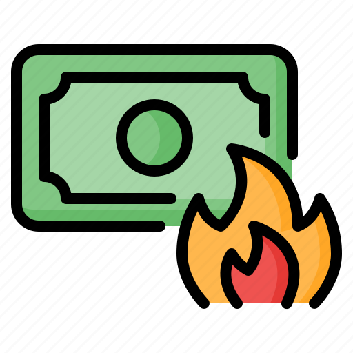 Inflation, money, economy, crisis, recession, finance, fire icon - Download on Iconfinder